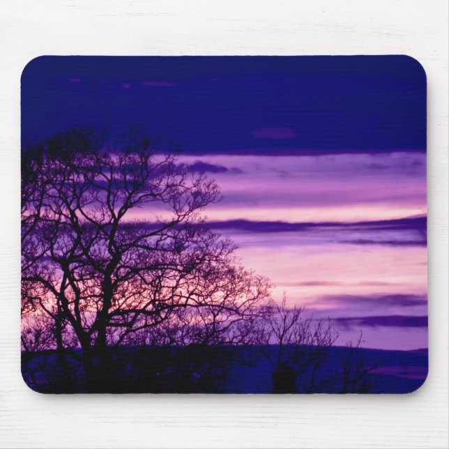 Purple Sunset Tree Silhouette mousepad (Front)