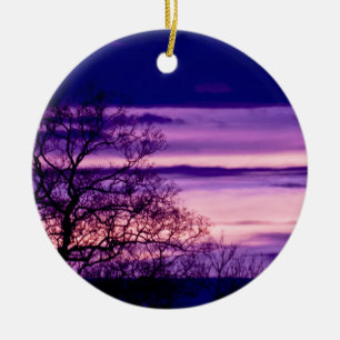Purple Sunset Tree Silhouette ornament