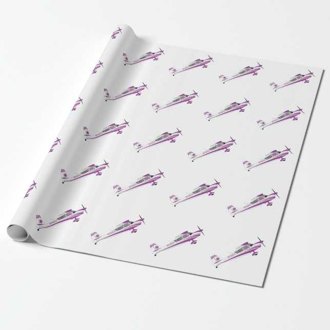 Purple Super Decathlon with a Flower on Tail Wrapping Paper (Unrolled)