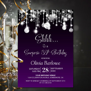 Purple Surprise 30th Birthday Party Invitation
