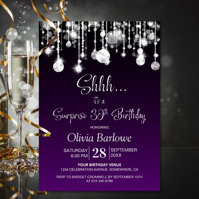 Purple Surprise 30th Birthday Party Invitation (Creator Uploaded)