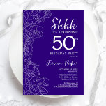 Purple Surprise 50th Birthday Invitation<br><div class="desc">Purple Surprise 50th Birthday Invitation. Minimalist modern feminine design features botanical accents and typography script font. Simple floral invite card perfect for a stylish female surprise bday celebration. Printed Zazzle invitations or instant download digital printable template.</div>