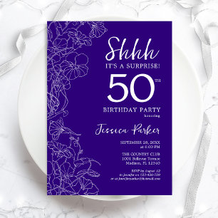 Purple Surprise 50th Birthday Invitation