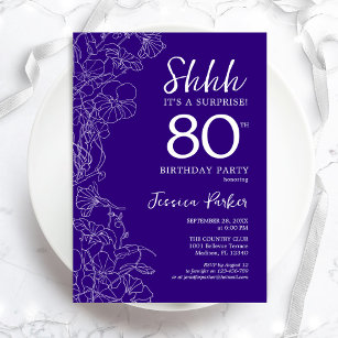 Purple Surprise 80th Birthday Invitation