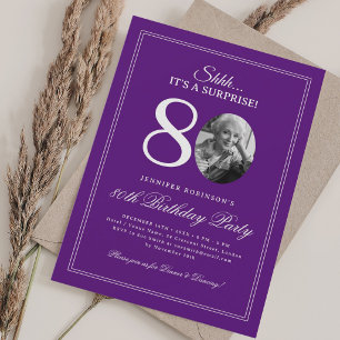 Purple Surprise 80th Birthday Party Invitation