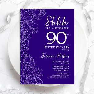 Purple Surprise 90th Birthday Invitation