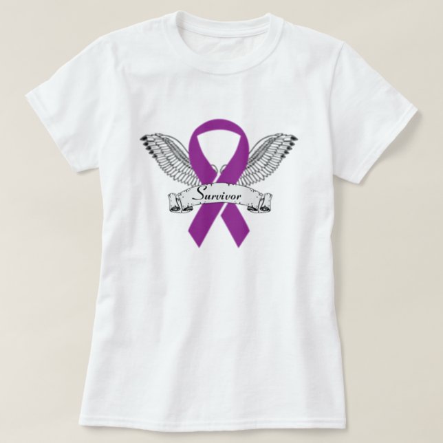 Purple Survivor Ribbon T-Shirt (Design Front)