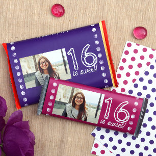 Purple Sweet 16 Birthday Custom Candy Bar Wrapper
