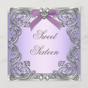 Purple Sweet 16 Birthday Party Invitation