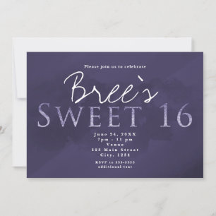 Purple SWEET 16 Chic Elegant Birthday Party Invitation