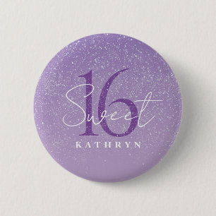 Purple Sweet 16 Custom Name  6 Cm Round Badge
