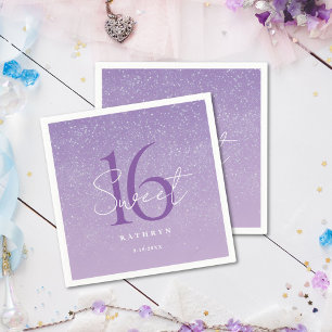 Purple Sweet 16 Custom Name  Napkin
