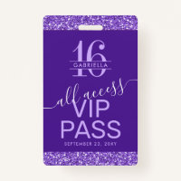 Purple Sweet 16 Invitation VIP Pass