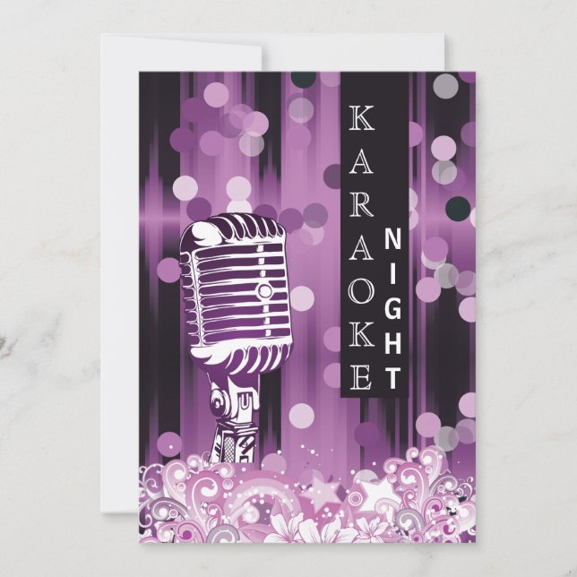 Purple Sweet 16 karaoke night party Invitation (Front)