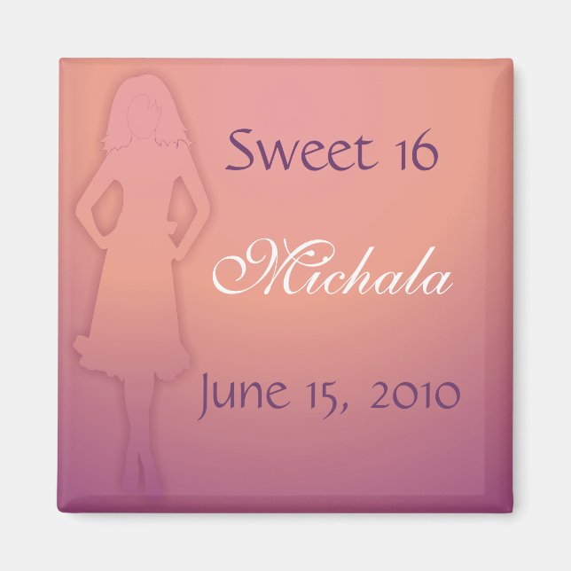 Purple Sweet 16 Magnet (Front)