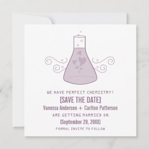 Purple Sweet Chemistry Save the Date Invite