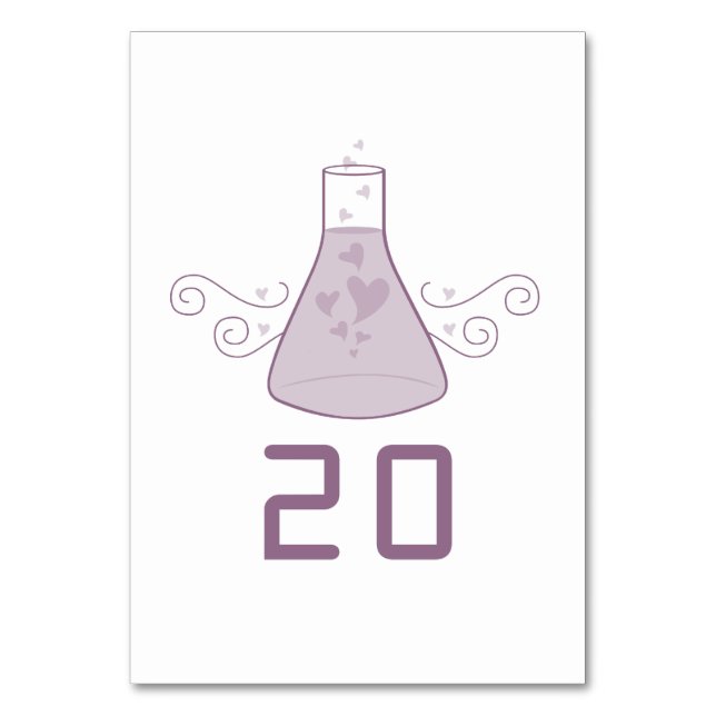 Purple Sweet Chemistry Wedding Table Card (Front)