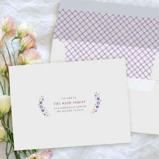 Purple Sweet Floral Birth Announcement Envelope