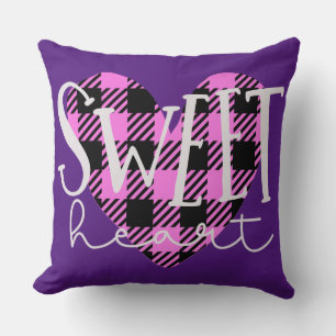 :Purple Sweet Heart Pillow/Reversible LOVE Cushion
