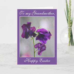 Purple Sweet Pea Flowers Easter Card
