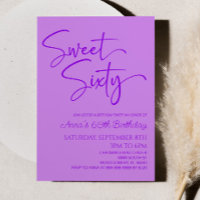 Purple Sweet Sixty Minimal 60th Birthday Party