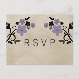 Purple Sweet Vintage Floral RSVP Postcard