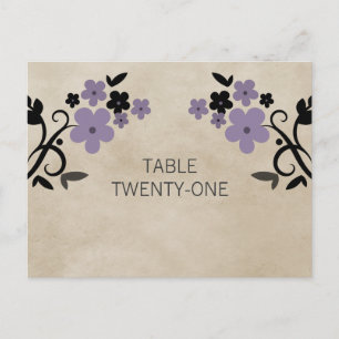 Purple Sweet Vintage Floral Table Number Postcard