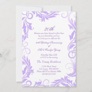 Purple Swirl 20th Wedding Anniversary Invitation