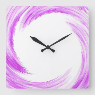 Purple Swirl Abstract Art Square Wall Clock