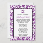 Purple Swirl Damask Bat Mitzvah Invitations<br><div class="desc">Invite your guests to your Bat Mitzvah in style with this elegant purple swirl damask invitation. Stylish and formal -- Easily personalise for your event!</div>