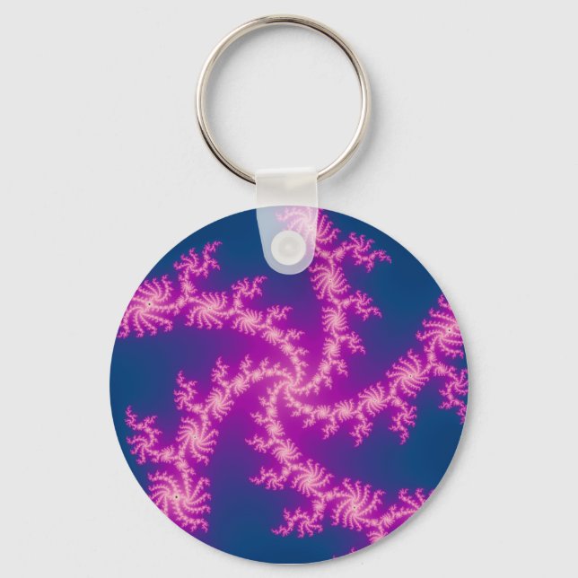 Purple Swirl - Fractal Art Key Ring (Front)