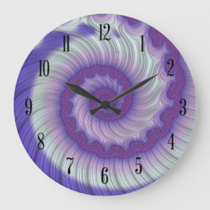 Purple Swirl Fractal with Numbers Large Clock