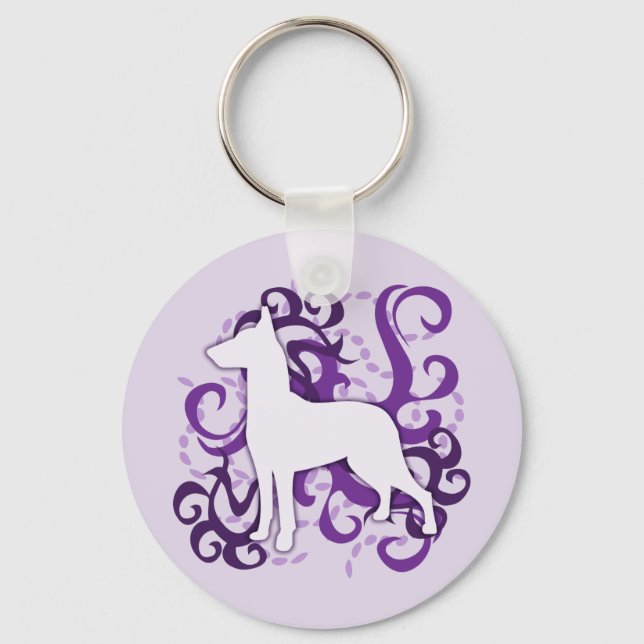 Purple Swirl German Pinscher Key Ring (Front)