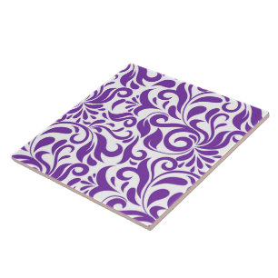 purple swirl leaf tiled pattern ceramic tile