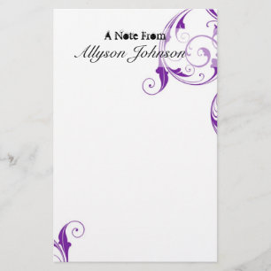 Purple Swirl Personalised Stationary Stationery