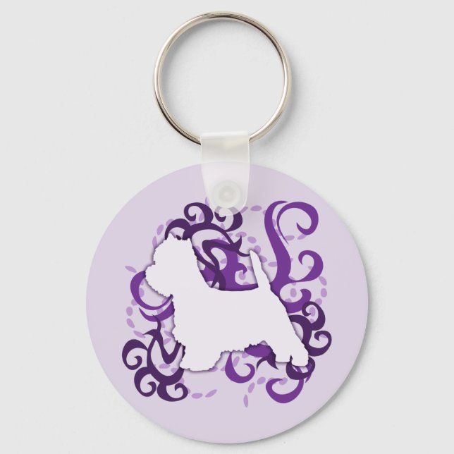 Purple Swirl Westie Key Ring (Front)