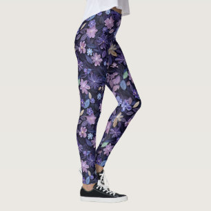 Purple Swirled Florals  Leggings