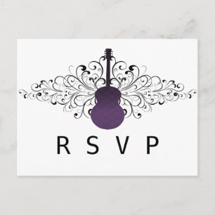 Purple Swirls Guitar RSVP Postcard