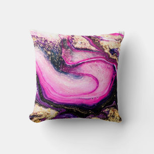 Purple swirls marble with glitter gold cushion