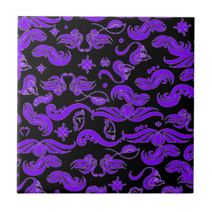 Purple Swirls Pattern Ceramic Tile