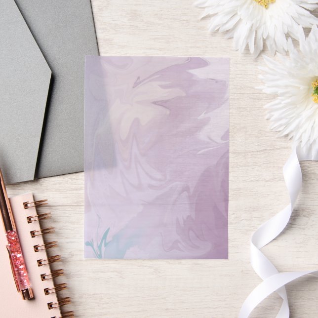 Purple Swirls With Touch of Turquoise Vellum Invitations (Wedding)