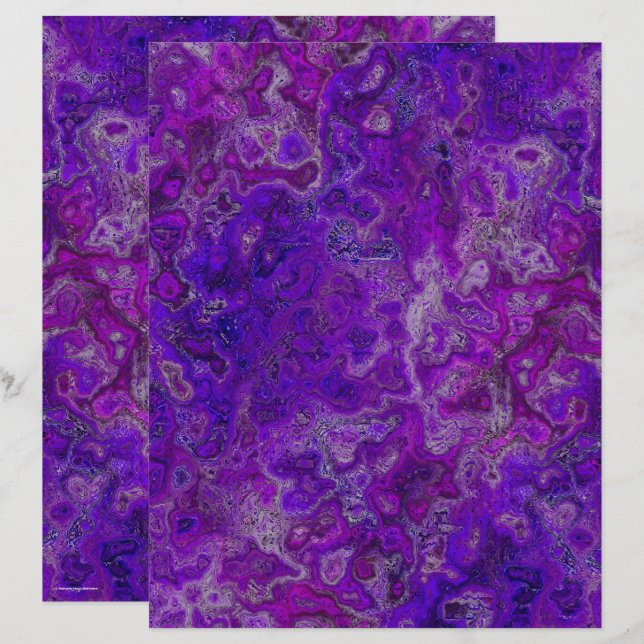 Purple Swirly Marble Scrapbook Paper 2-Sided Page (Front/Back)