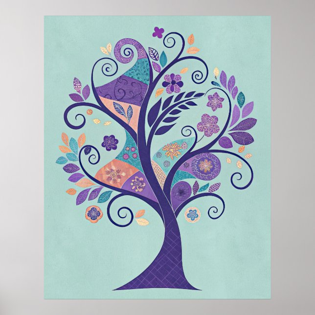 Purple Swirly Tree Poster (Front)