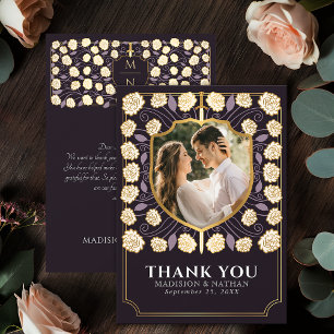 Purple Sword & Shield Mediaeval Fantasy Wedding Thank You Card