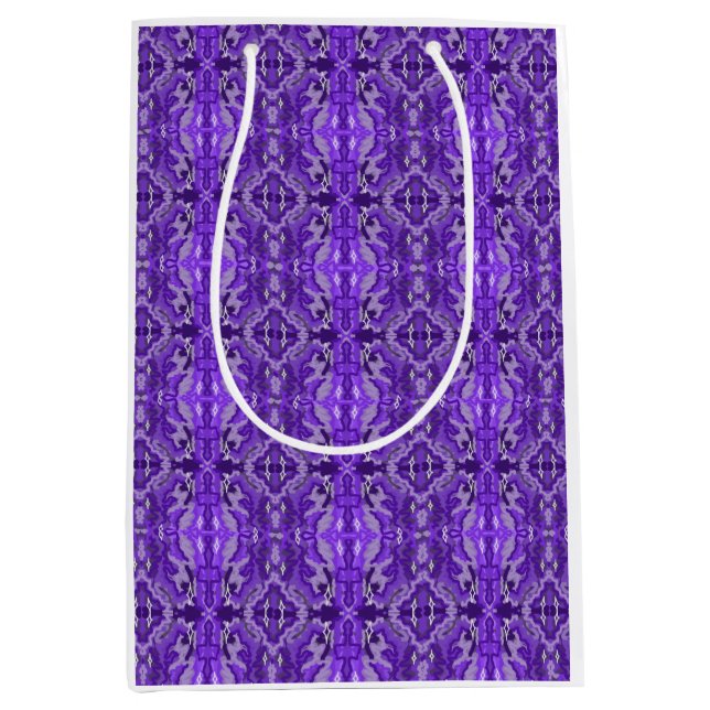 Purple Symmetrical Diamond Shaped Pattern Medium Gift Bag (Front)