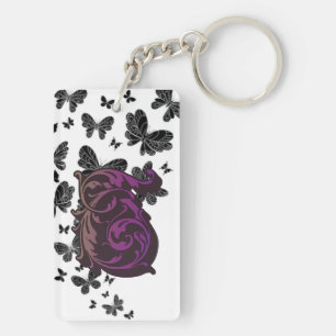 Purple T Initial Keychain – Calligraphy with Butte