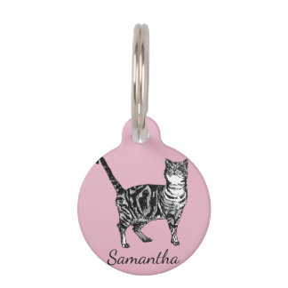 Purple Tabby Cat Cats Pet Tag Pink Girls Tabbies
