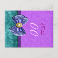 Purple "table number" teal wedding damask