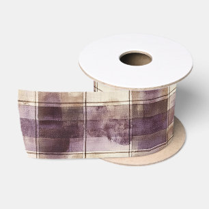 Purple Tan Cream Stripes Birthday Satin Ribbon