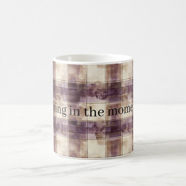 Purple Tan Cream Stripes Coffee Mug (Center)